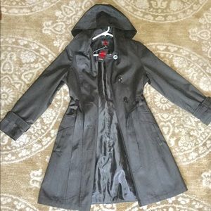 Gallery Women's hooded black waterproof overcoat